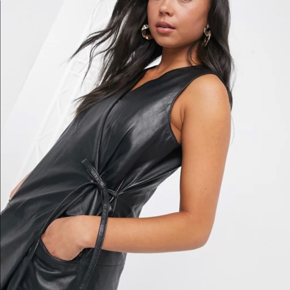 ASOS black genuine leather dress - Picture 2 of 6